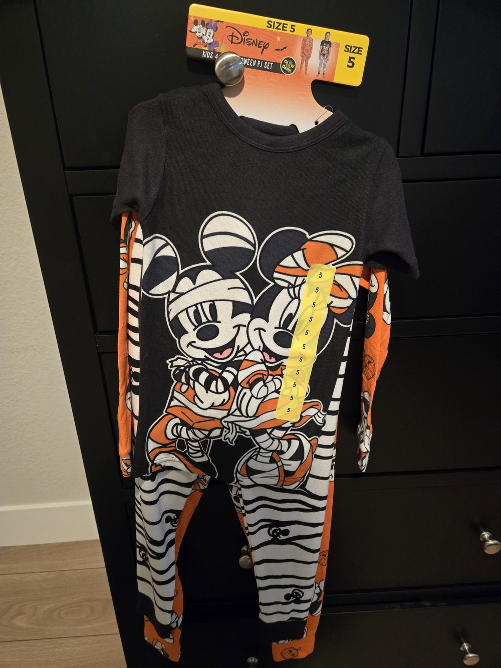 Disney Black & Orange Mickey Halloween One-Piece Footie